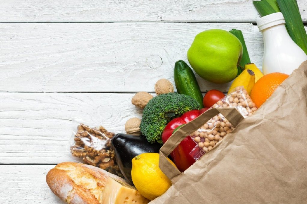 paper bag with healthy food