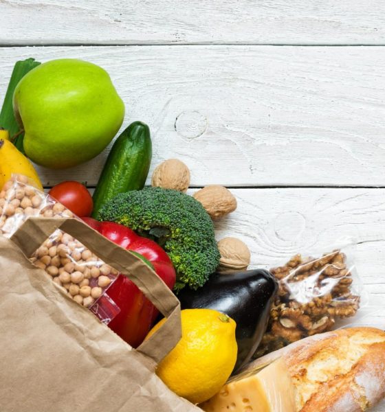 paper bag with healthy food