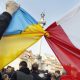 polish ukraine flags tied together